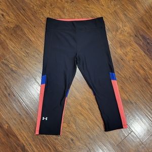 Under Armour Heat Gear Compression Capri Leggings Navy & Pink {Medium}